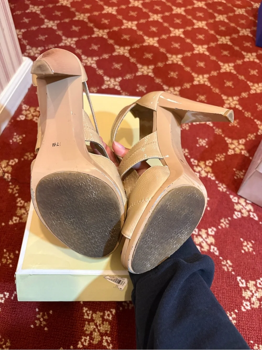 Michael Kors Women’s Beige Zipper Front Wedge Sandals